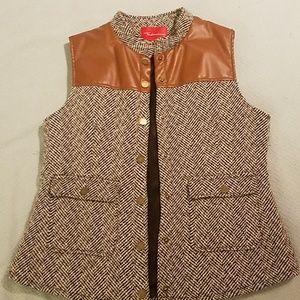 Faux Leather and Wool Vest